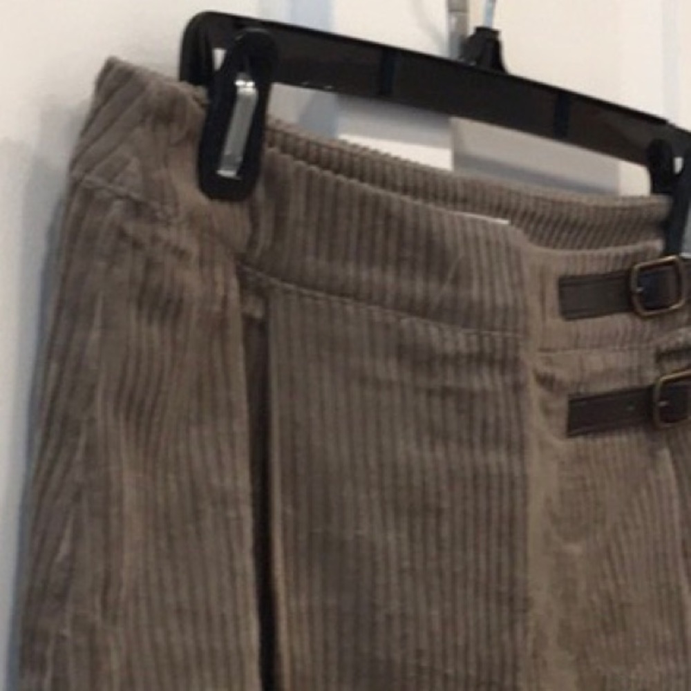 Boden Taupe Corduroy Mini Skirt with Buckle Detail